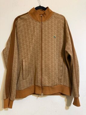Lacoste Men’s Caramel/Tan Patterned Zip Jacket and Pants SET.
